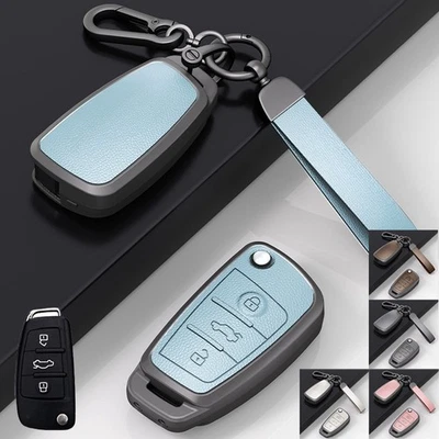 Zinc Alloy Leather Car Key Case Cover For Audi S3 A3 A6 TT A4 S4 RS4 Q5 RS6 Q7 - Image 1 of 4