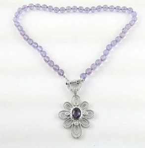 Collar Judith Ripka Plata de Ley Amatista y Circonita cúbica Colgante Cuentas 925 53,8 g - Imagen 1 de 12