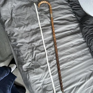 Vintage Knotted Wood Walking Sterling Silver Collar 34” - Picture 1 of 4