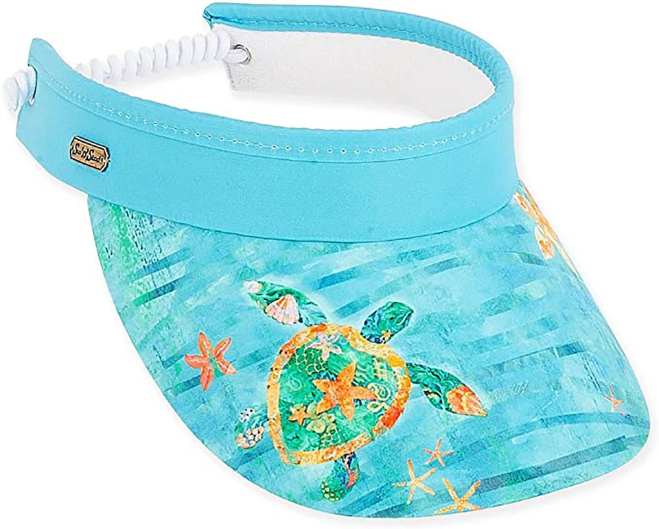 Sun 'n' Sand Womens Sea Turtle Print Coil Back Visor One Size Blue Multi - Image 1 of 1