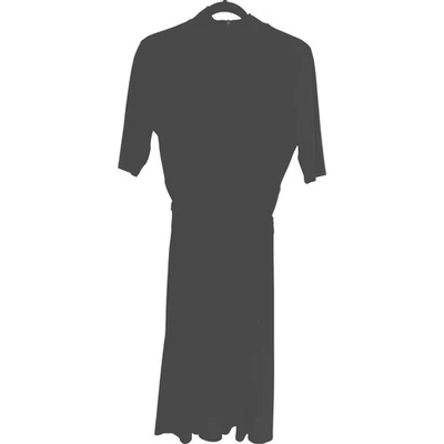 Lauren Ralph Lauren Black Mock Neck Belted Classic Fit & Flare Midi Dress Sz 10 - Image 1 of 4