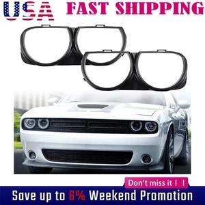 LH & RH Front Headlight Bezel Lamp Cover Trim Set-For 2015-2021 Dodge Challenger - Bild 1 von 14