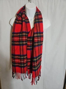 De Colección Harrods Bufanda Pura Lana Bufanda Rojo Cuadros Unisex 55X11.5 - Imagen 1 de 5