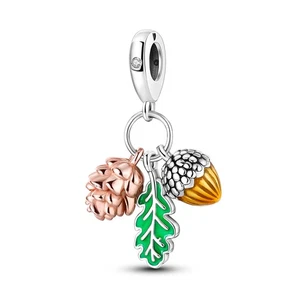 MULA Pine Nuts Hazelnuts Pendant DIY Charm Fit Women Bracelet 925 SterlingSilver - Picture 1 of 6