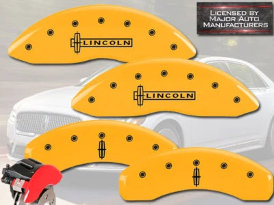 2009-2012 "Lincoln" MKS dianteiro + traseiro amarelo MGP tampas de pinça de disco de freio com estrela - Imagem 1 de 4