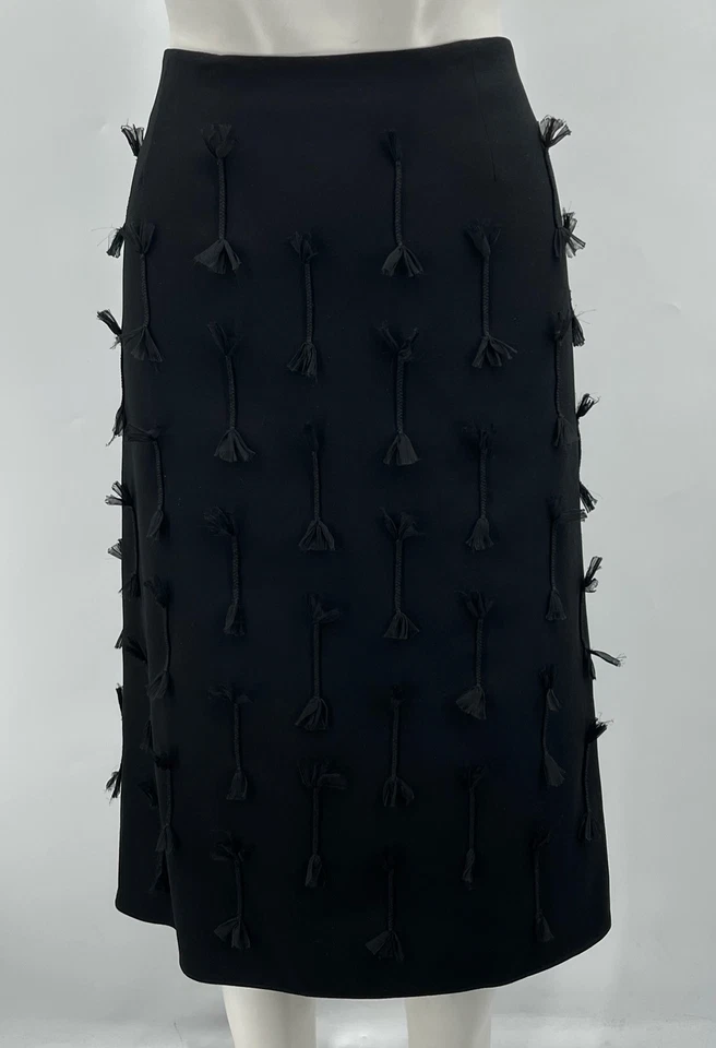 Falda midi línea A con apliques de borla negra Jason Wu talla 12 Foto 1 de 4