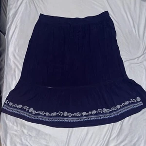 Cato Midi Skirt Navy Plus Size 22/24W Floral Boho Cottagecore Elastic Waist - Picture 1 of 9