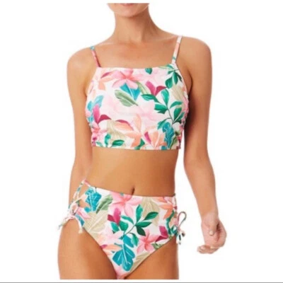 NWT HURLEY Botanical Print 2-Piece Bikini Square Neck High Waist Multicolor 3X - Image 1 of 4