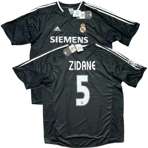 2004/05 Real Madrid Away Jersey #5 Zidane XL Adidas Soccer Siemens Black NEW Cover