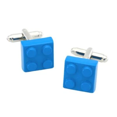 BLOQUE DE CONSTRUCCIÓN GEMELOS Azul Claro Esmalte Metal Novedad Juguete Ladrillo con Bolsa de Regalo Foto 1 de 3