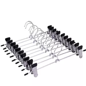 10 Stück Starke Metall Clips Kleiderbügel Chrom Kleidung - Bild 1 von 9