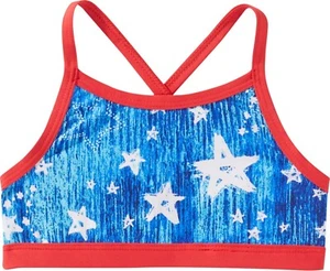TYR Girl's Twinkle Trinity Bikini Top and Della Boyshort Blur Red White - Picture 1 of 36