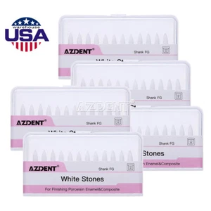 Dental White Stone High Speed Polishing Burs FG Cone/Flame/Round Aluminum Oxide - Picture 1 of 19