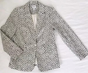 Nine West Womens Sz 8 Relaxed Fit Ivory Gray Blush Cheetah Blazer Pockets Lined - Picture 1 of 8