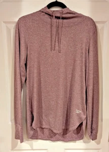 Reebok Womens Pullover Thumbhole Moisture Wick Fired Up Hoodie Purple Sz L - Picture 1 of 8