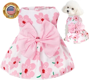 Floral Dog Dress Cute Dog Skirt Pet Dress Summer Pet Clothes for Puppy Small Cat - Picture 1 of 6
