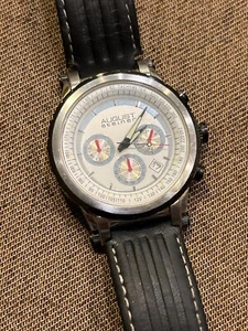 August Steiner Mens Chronograph Watch Model AS8014BK With New Battery READ!! - Picture 1 of 13