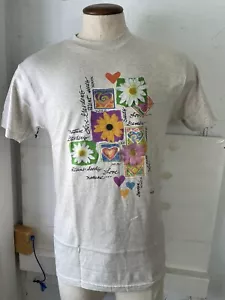 SPEDIZIONE GRATUITA maglietta vintage anni 90 labirinto "giardino" CON ETICHETTA fiori natura amore - Foto 1 di 8