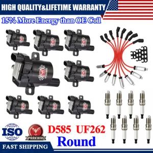8PCS Round Ignition Coil Pack UF262 with Spark Plug and Wire For Chevy GMC A++ - Picture 1 of 24