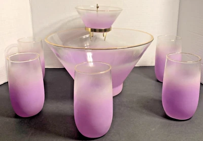 Vasos esmerilados vintage Blendo púrpura lila (5) cuencos para astillas y inmersiones con soporte MCM Foto 1 de 4