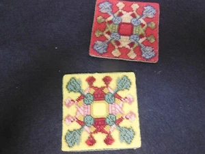 Vintage Classical Style Needlepoint Coasters Set of 2 - Picture 1 of 11
