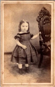 Sweet Little Girl, Pretty Dress, High Top Shoes, c1860s CDV Photo, #2796 - Picture 1 of 2