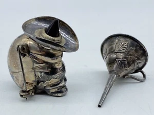 Vintage Ormex Sterling Silver Garnet Top Perfume Dauber Brooch w Funnel Pendant - Picture 1 of 9