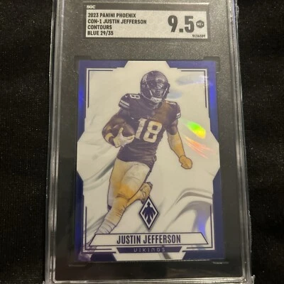 2023 Phoenix Contours Blue Prizm #CON-1 Justin Jefferson /35 SP SGC 9.5 SSP - Image 1 of 4