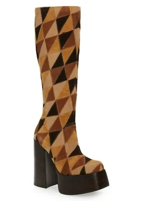 Jeffrey Campbell Hey Joe PW Patchwork Suede Knee High Platform Heel Boot Size 8 - Image 1 of 4