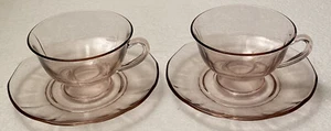 Two (2) Vintage Fostoria Fairfax Orchid (Purple) Footed Cups & Saucers - Picture 1 of 4