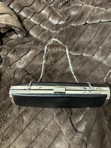 Style & Co. Black Clutch Purse With Silver Hardware 10x4.5x1 - Picture 1 of 5