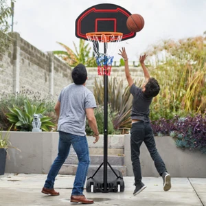 Soporte de aro de baloncesto para niños de altura ajustable con red y rueda duraderas - Imagen 1 de 12