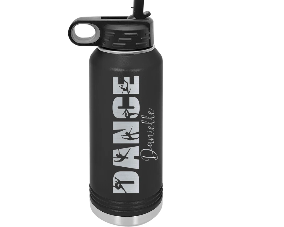 Botella de agua de baile grabada, tamaño 32 oz con pajita personalizada con tu nombre Foto 1 de 3