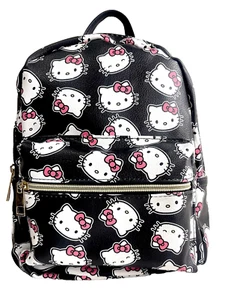 Sanrio Hello Kitty Mini Backpack 10" Black/White Faux Leather Girls Kids - Picture 1 of 4