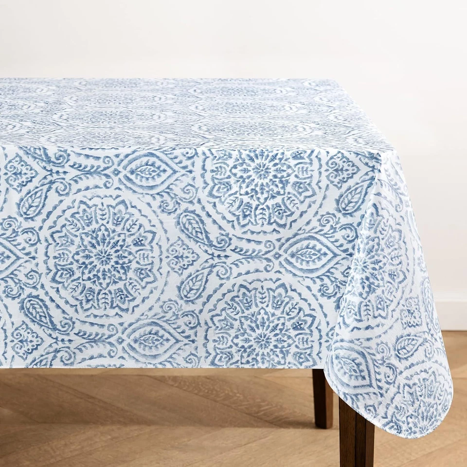 Elrene Home Fashions Savannah Boho Paisley Water- 84 (Rectangular) Blue