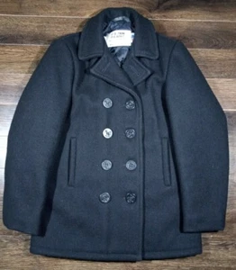 Schott Bros NY Women's Black U.S. 740N Wool Pea Jacket Coat Size 16 USA Made - Picture 1 of 3