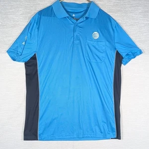 ATT Employee Polo Shirt Mens Large Blue Short Sleeve Dry Fit Shirt - Picture 1 of 6