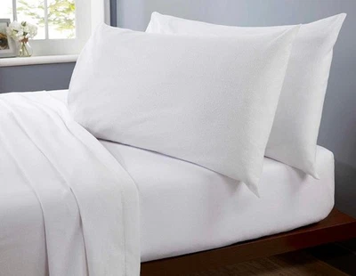 DOUBLE BED SIZE - FLANNELETTE SHEET SET - WHITE - Image 1 of 2