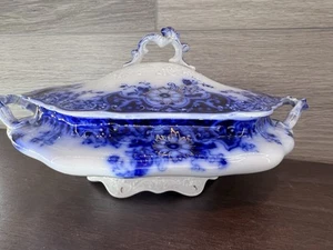 Antike FLOW BLAU Gold bedeckt Kasserolle Brooklyn Royal England Johnson Bros - Bild 1 von 18
