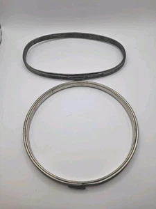 2 Vintage 7" ROUND & 8.5" OVAL Metal Embroidery Hoops Spring Tension Cork Lined - Picture 1 of 9