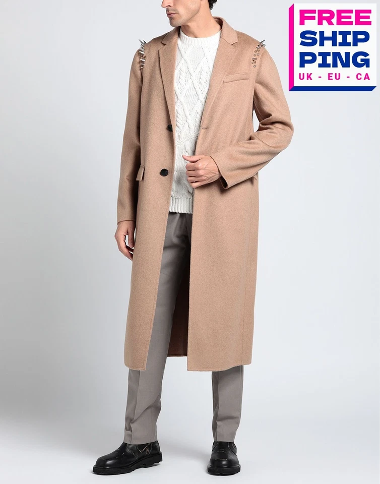RRP€4420 VALENTINO Camel Hair & Wool Coat IT52 US42 XL Spike Studs Made in Italy - Image 1 of 4