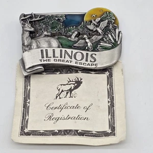 Vintage Sammlerstück 1984 ILLINOIS Zinn und Emaille Gürtelschnalle von Bergamotte - Bild 1 von 13