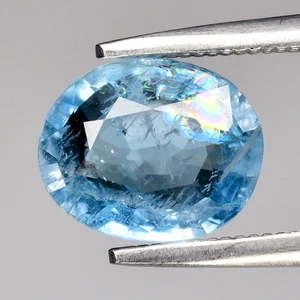 💎 1.14ct 8x6.7mm Oval Natural Blue Aquamarine - Unheated, Mozambique Gem - Picture 1 of 4