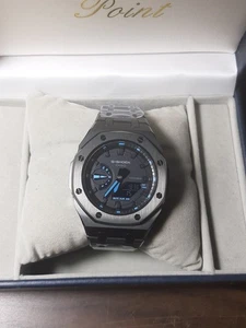 Orologio G-Shock Casio GA2100 Custom CasiOak Black Stainless Steel Blue  - Foto 1 di 12