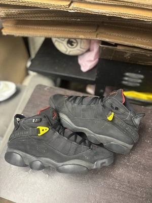 Talla 10 - Air Jordan 6 Anillos Negro Rojo Azufre Foto 1 de 4