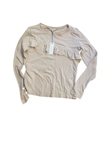 NWT  small defect Lucky Brand pale pink nude crepe knit ruffle top S - Picture 1 of 2