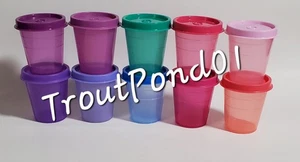 TUPPERWARE Midgets Mini Bowls 2oz Big Set 10 Small Cups Rainbow of Colors B1 New - Picture 1 of 6