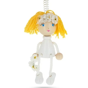 Bride Wooden Doll on a Spring 6 Inches - Picture 1 of 1