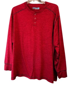 Roundtree & Yorke Hombre Performance Henley 3XB Atlético Rojo Brezo Manga Larga - Imagen 1 de 6