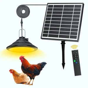 Solar Chicken Coop Light with Timer | 3000K Warm LED, IP66 Waterproof & 16.4f... - Picture 1 of 7